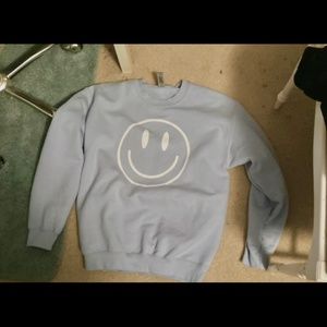 Light Blue Smiley Face Sweatshirt